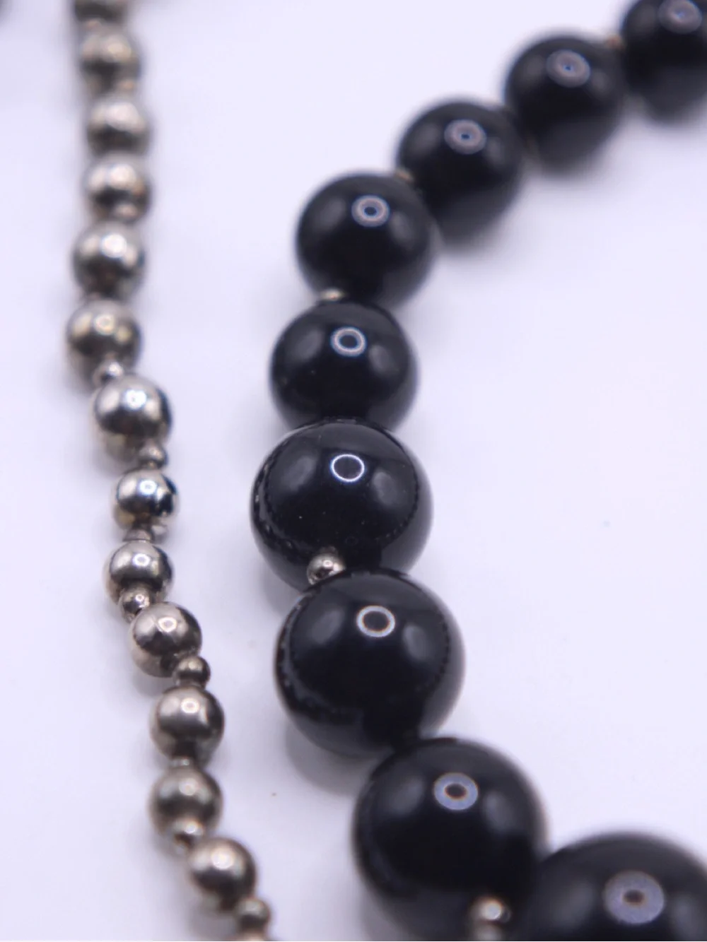 Vintage Carol Dauplaise Classic Black and Silver tone Bead Necklace 40”